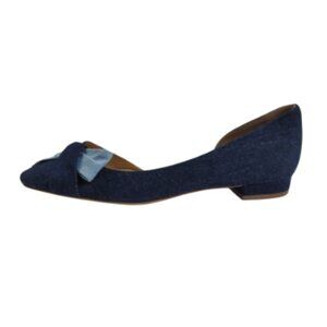 Talbots Edison D'Orsay Side Twist Bow Ballet Flat Two Tone Denim Size 9.5